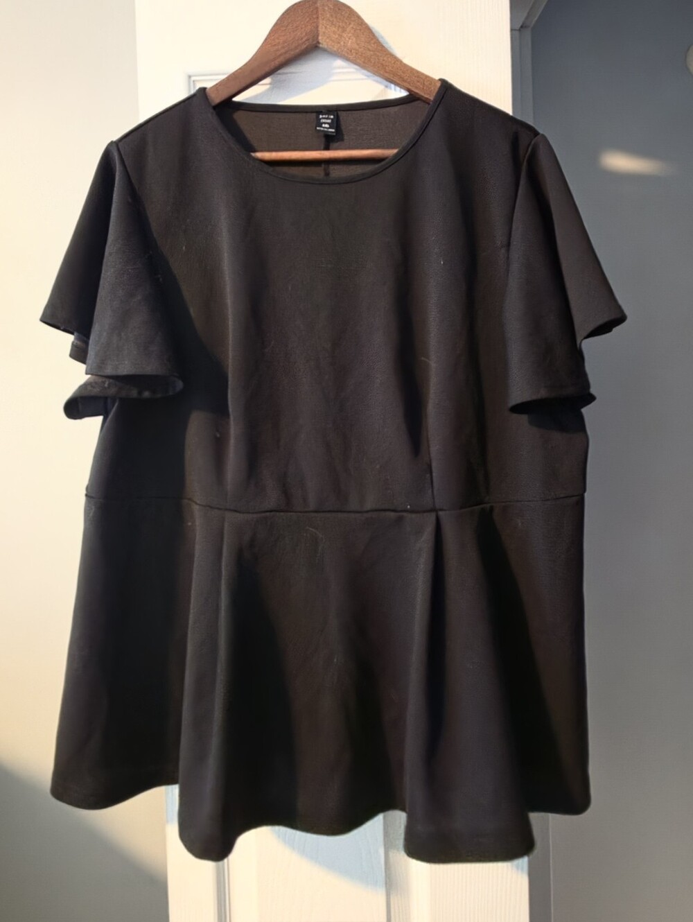 Shein Black Ruffle Sleeve Peplum Top